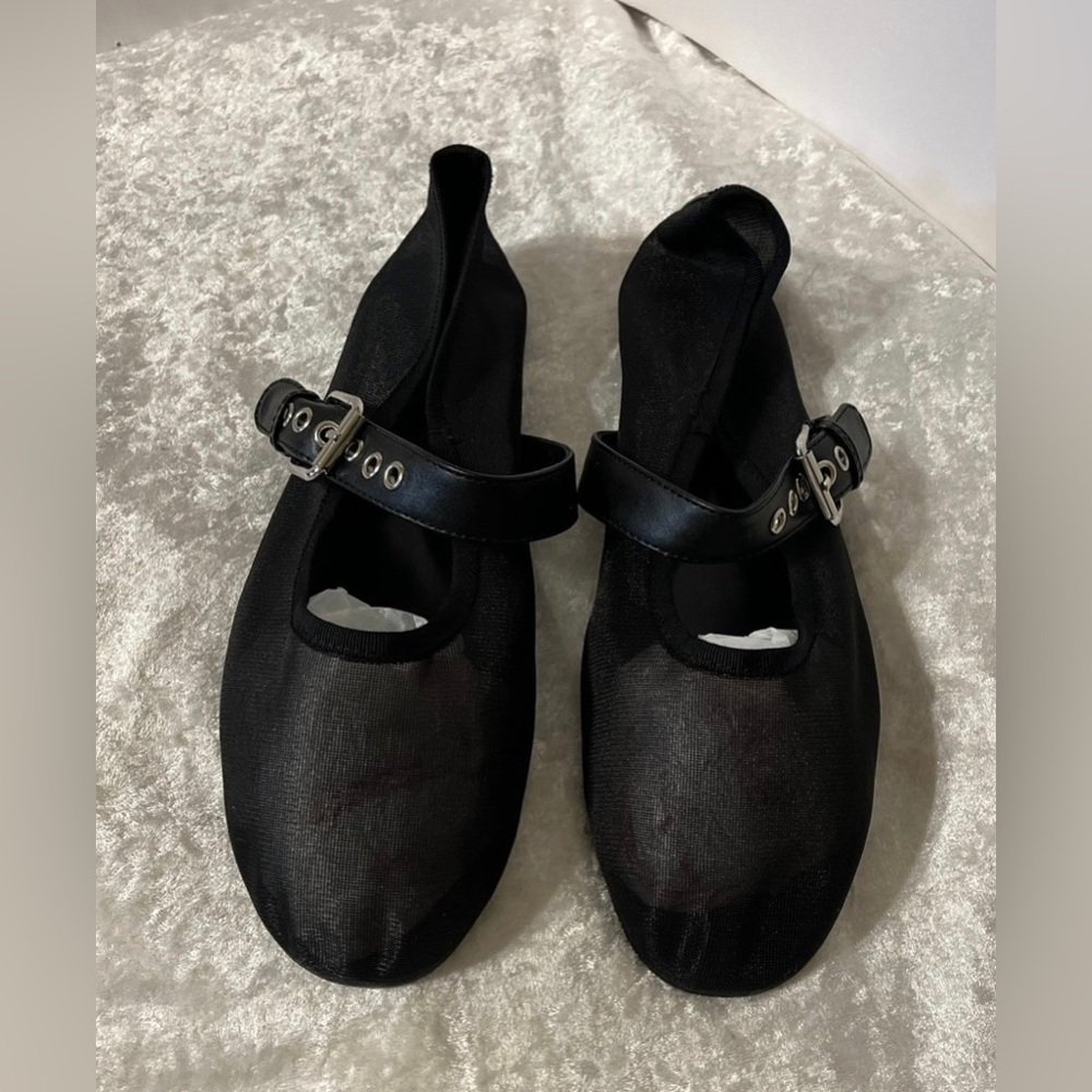 Ballet Flats, Mesh, Black NW/OT